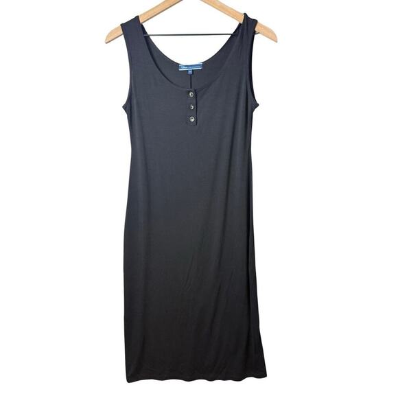 Shore Dress Women Black Sleeveless Tank Midi Button Front Stretch USA M - Picture 1 of 9